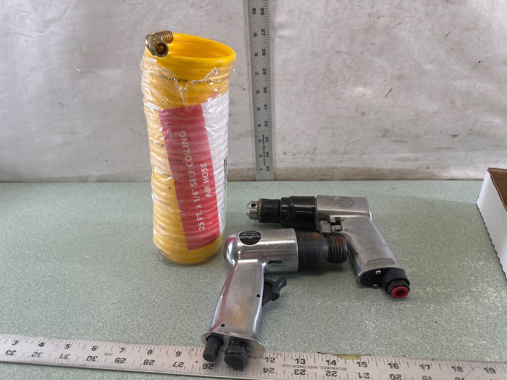 Central Pneumatic Air Drill, Air Hammer, and Air Hose