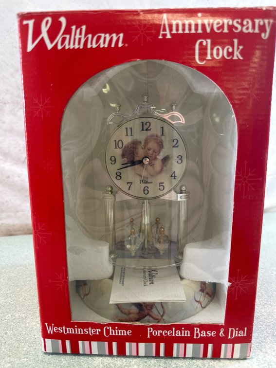 Waltham 9" Cherub Porcelain Anniversary Clock