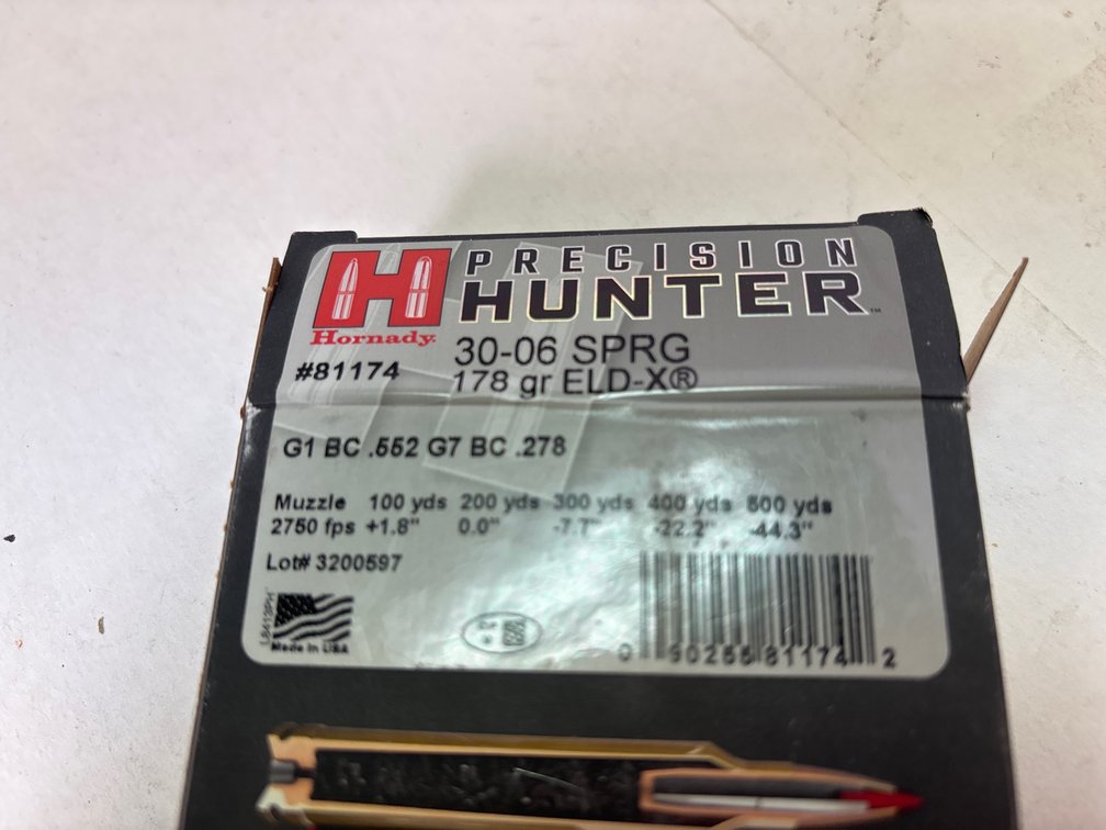 Hornady Precision Hunter 30-06 SPRG Cartridge Brass and Box