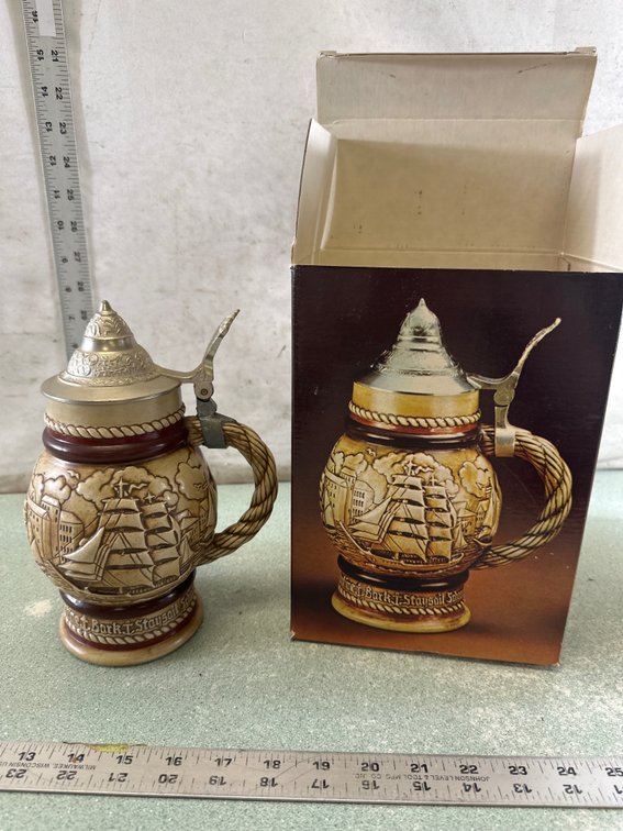 1977 Avon Ceramarte Ceramic Lidded Beer Stein with Box