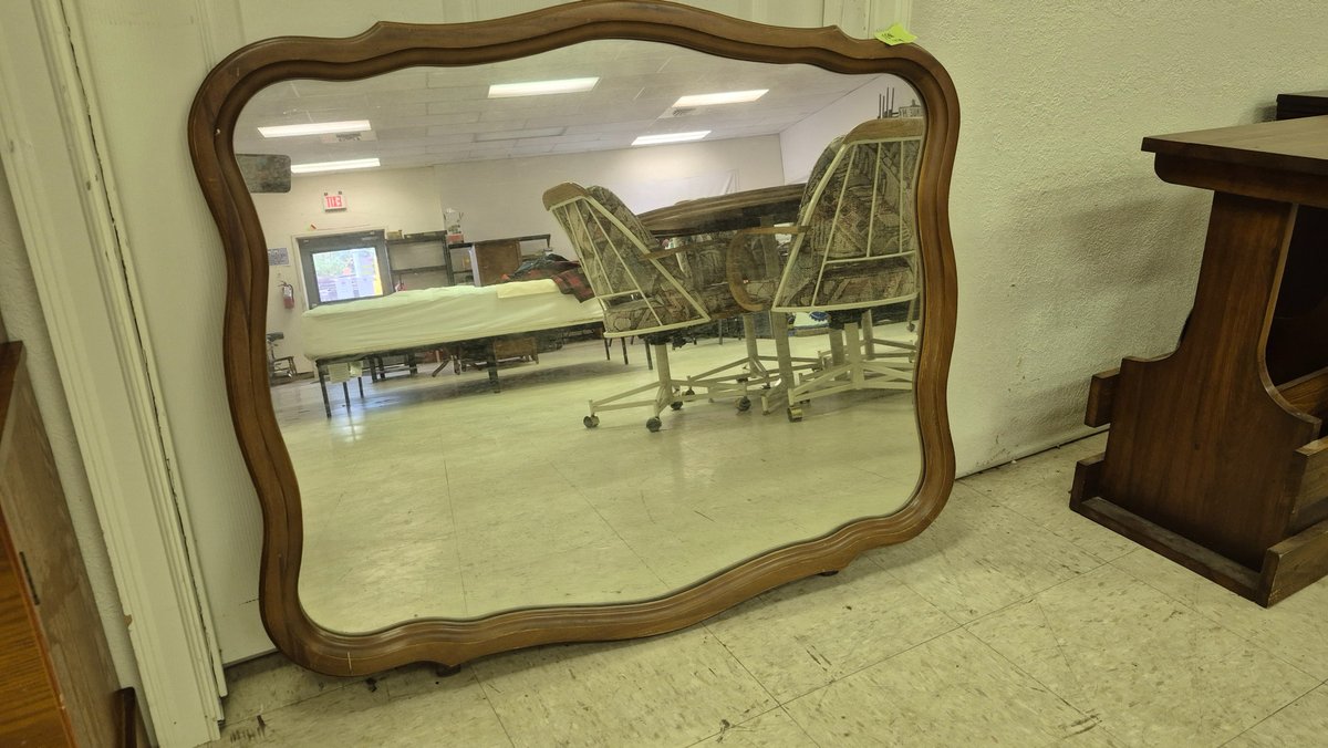 French Provincial Style Scalloped Wood Dresser Mirror