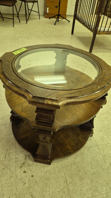 Tiered Wood Side Table with Glass Top