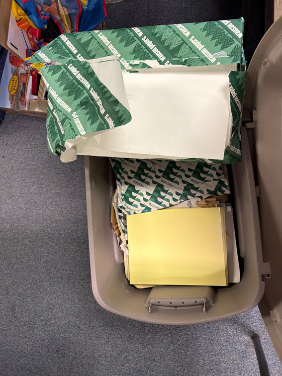 Paper and Cardstock in Storage Tote