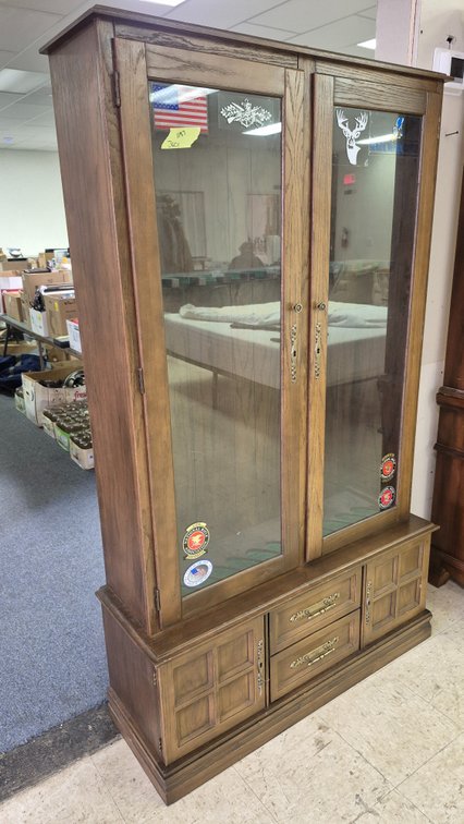 Wooden Gun Cabinet with Glass Display Doors