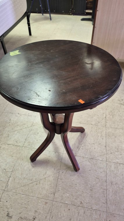 Round Wooden Pedestal Side Table