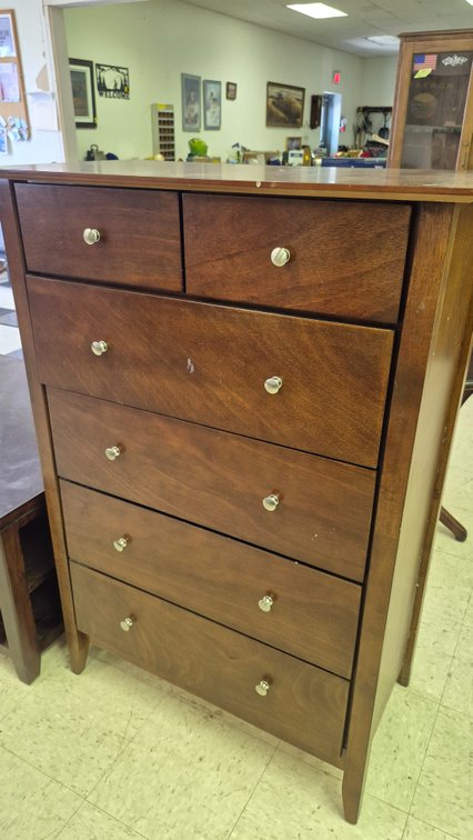 Wood Six-Drawer Tall Chest of Drawers