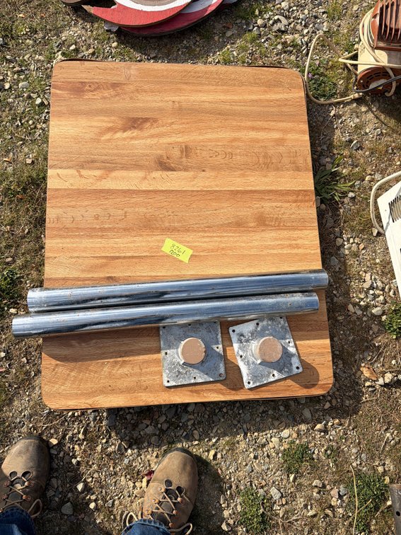 Laminate Pedestal Table Top with Legs and Mounting Bases