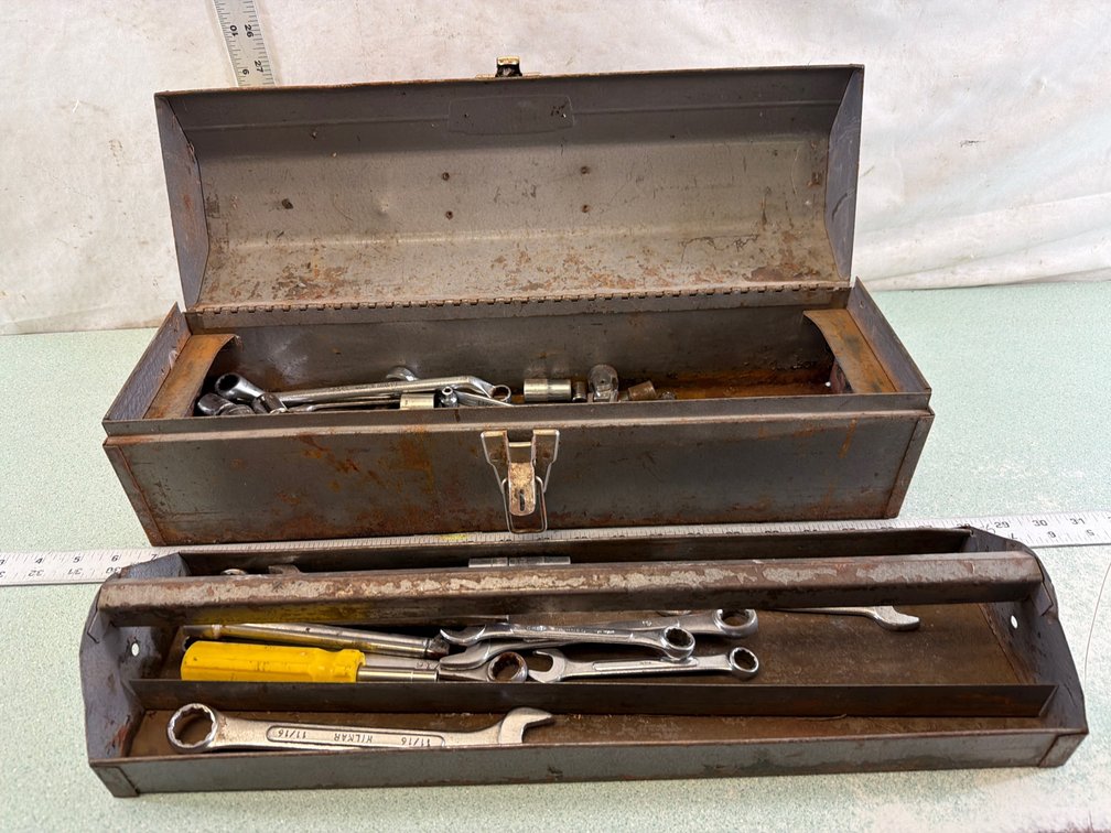Metal Toolbox with Hand Tools