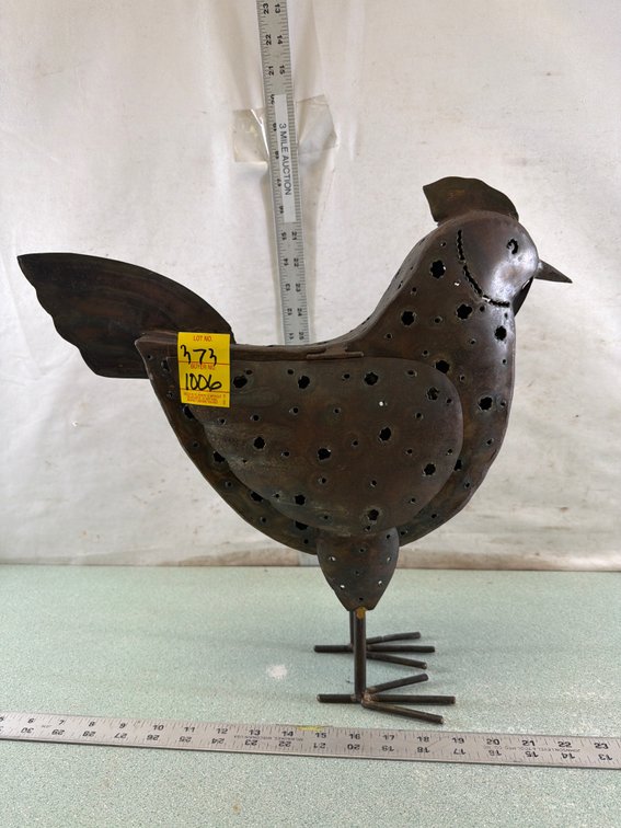Punched Sheet Metal Chicken Sculpture