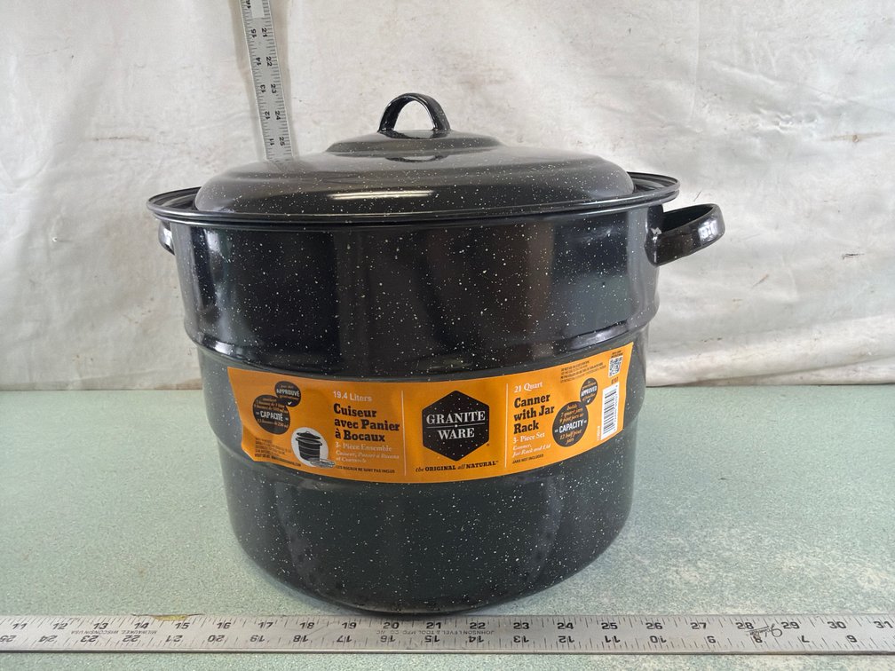 Granite Ware 21 Quart Enamel Canner with Lid and Rack
