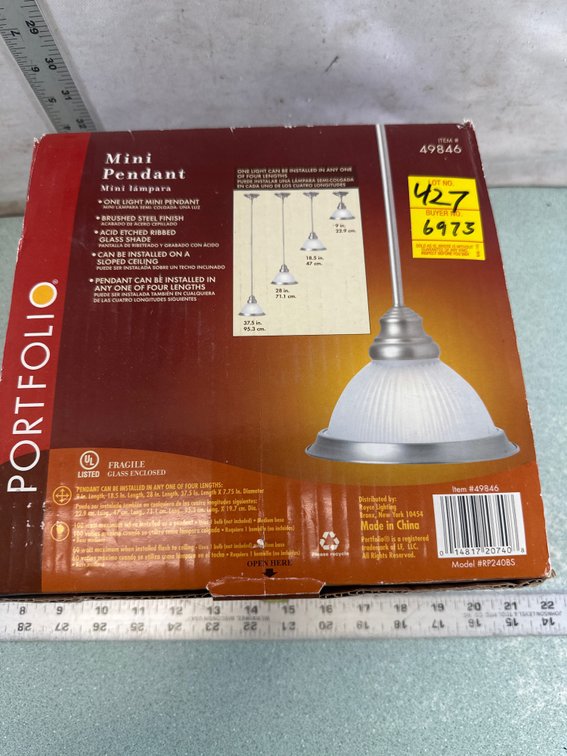 Portfolio Brushed Steel Mini Pendant Light