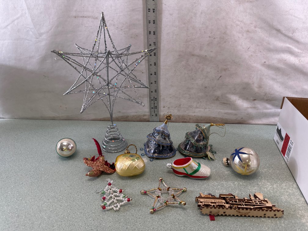 Christmas Star Tree Topper and Holiday Ornaments