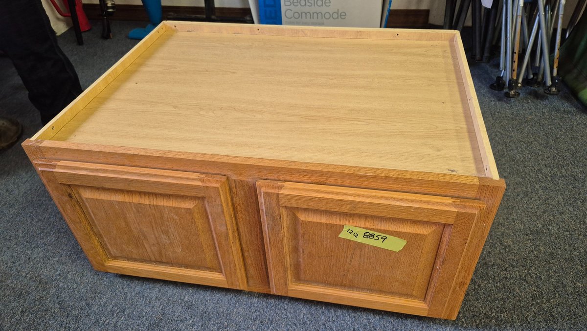 Two-Door Oak Finish Wood Cabinet
