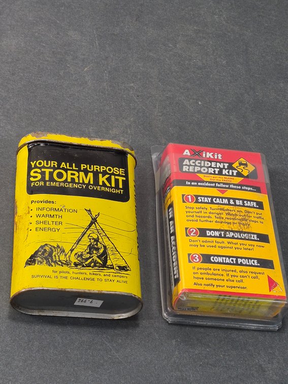 Emergency Storm Kit Tin W/Contents and Accident Report Kit
