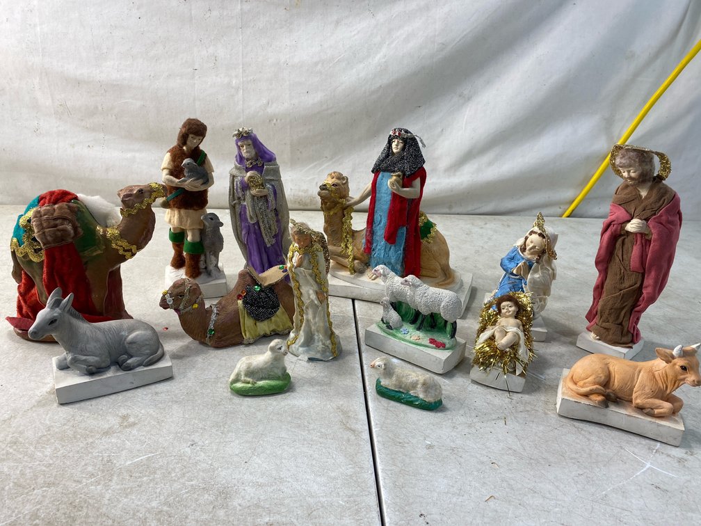 Nativity Figurines with Fabric Accents