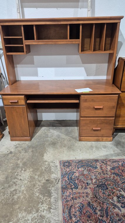 Solid Wood Computer Desk with Hutch