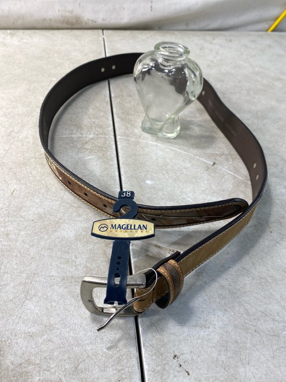 Belt and Glass Torso Bottle