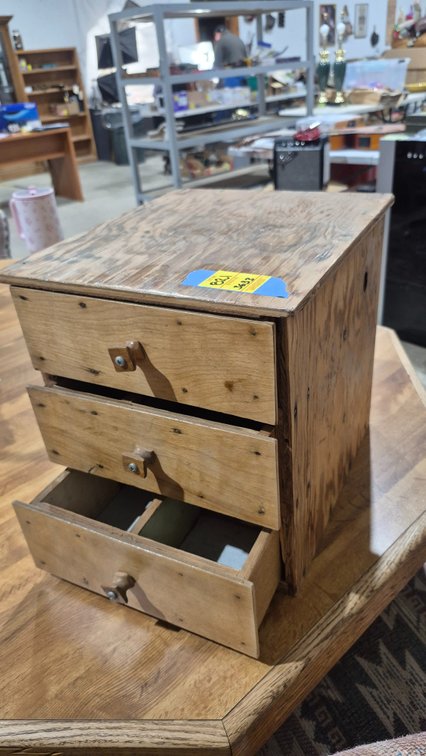 Wooden Three-Drawer Tabletop Storage Chest
