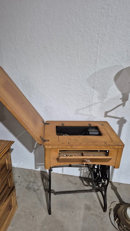 Singer Electric Sewing Machine with Treadle Cabinet