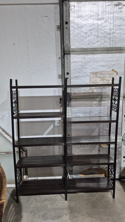 Metal and Wood Double-Bay Shelving Unit