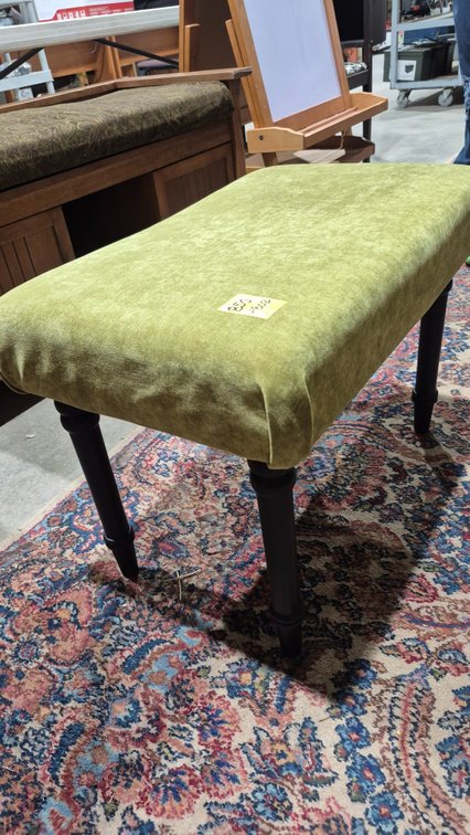 Olive Green Velvet Upholstered Bench