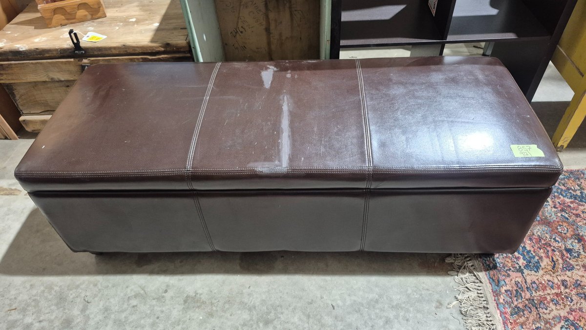 Dark Brown Faux Leather Storage Ottoman Bench
