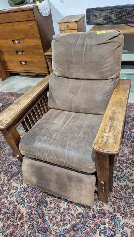 Mission Style Wood Frame Reclining Armchair