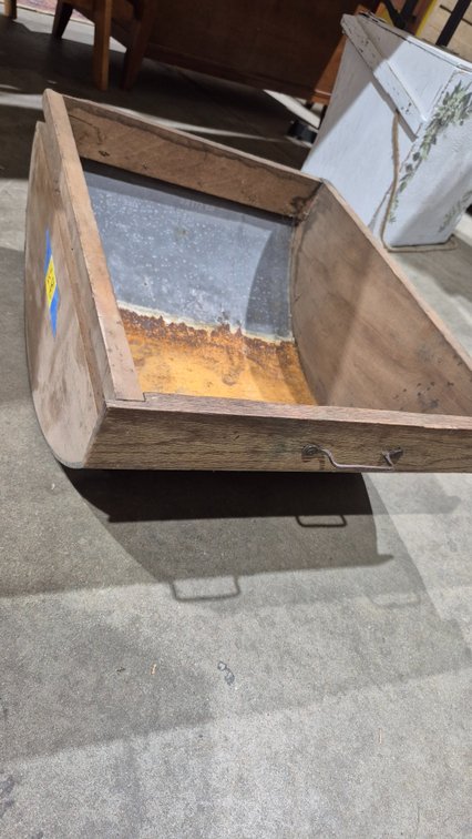 Western Wooden and Galvanized Metal Bin Drawer