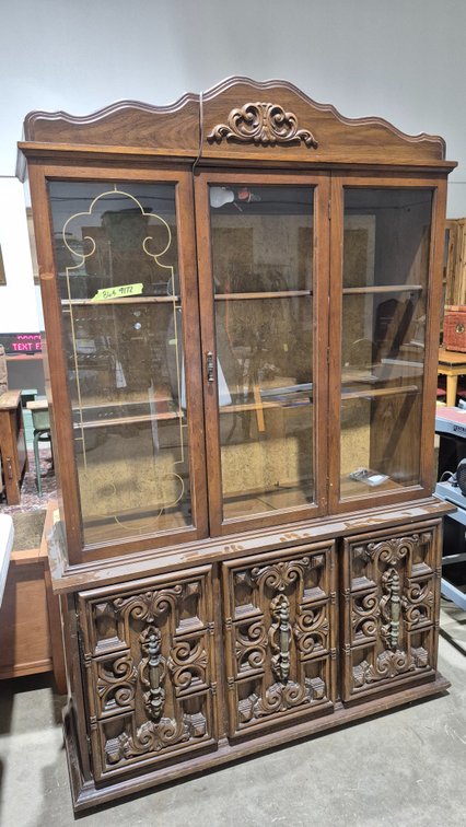Carved Wood China Cabinet