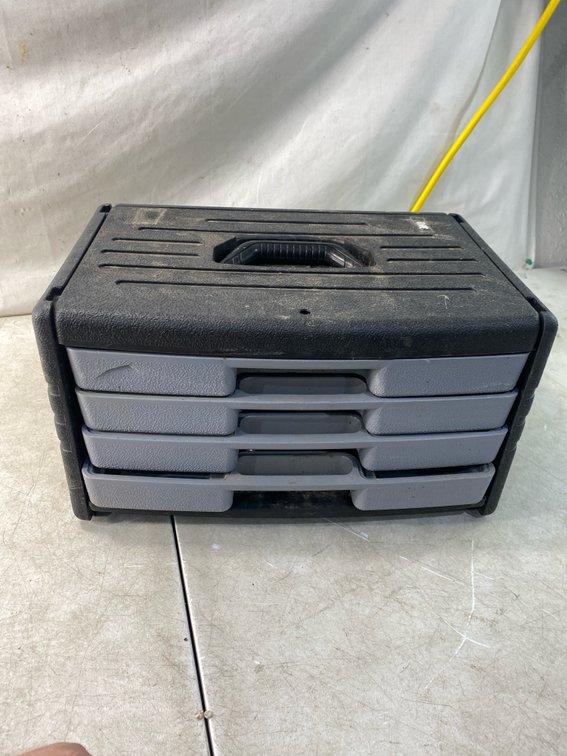 Portable Four-Drawer Tool Box with Hand Tools