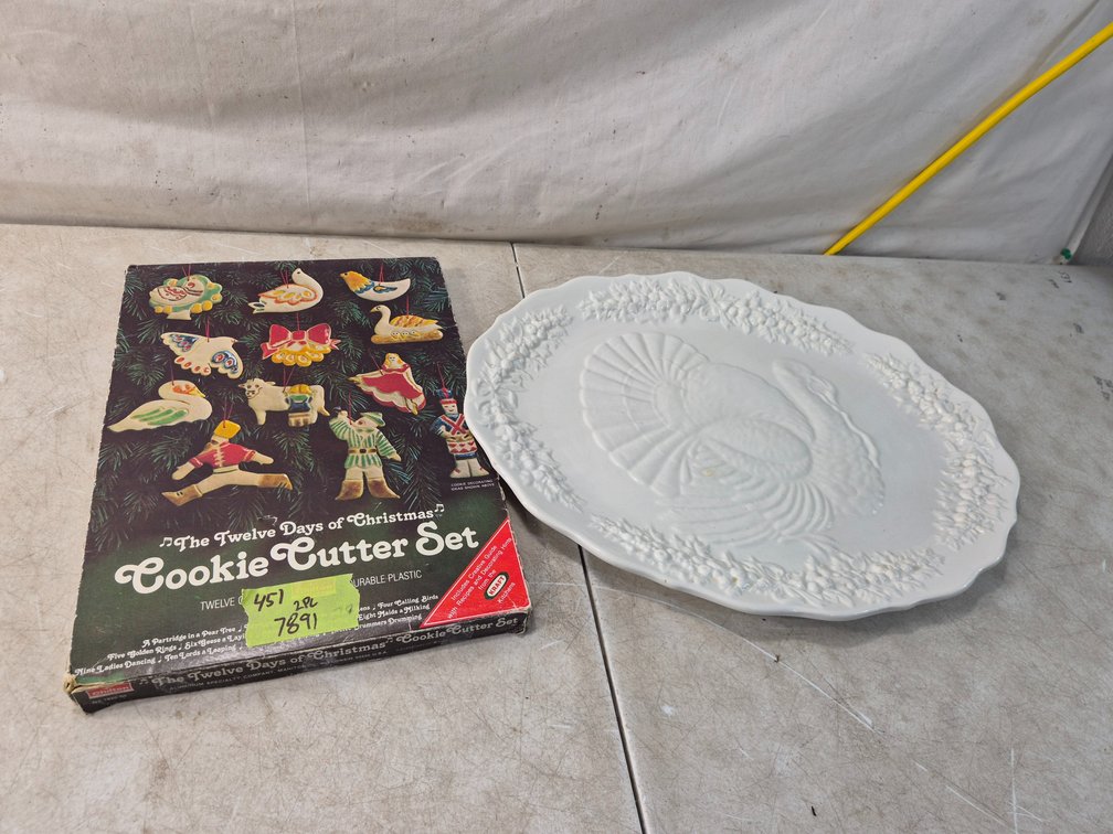 Twelve Days of Christmas Cookie Cutter Set and Ceramic Turkey Platter