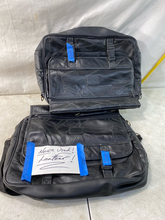 Black Patchwork Leather Briefcase Bag