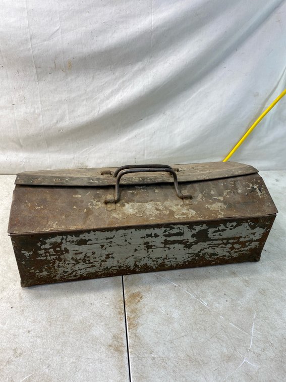 Metal Toolbox with Cylinder Hone and Engine Service Tools