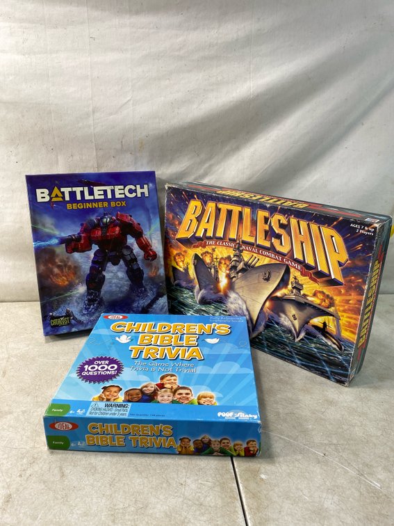 BattleTech, Battleship, and Children's Bible Trivia Board Games