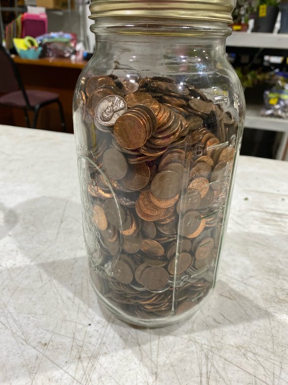 Glass Jar with US Coins