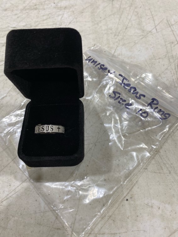 Silver-Tone Jesus Inscribed Band Ring with Presentation Box
