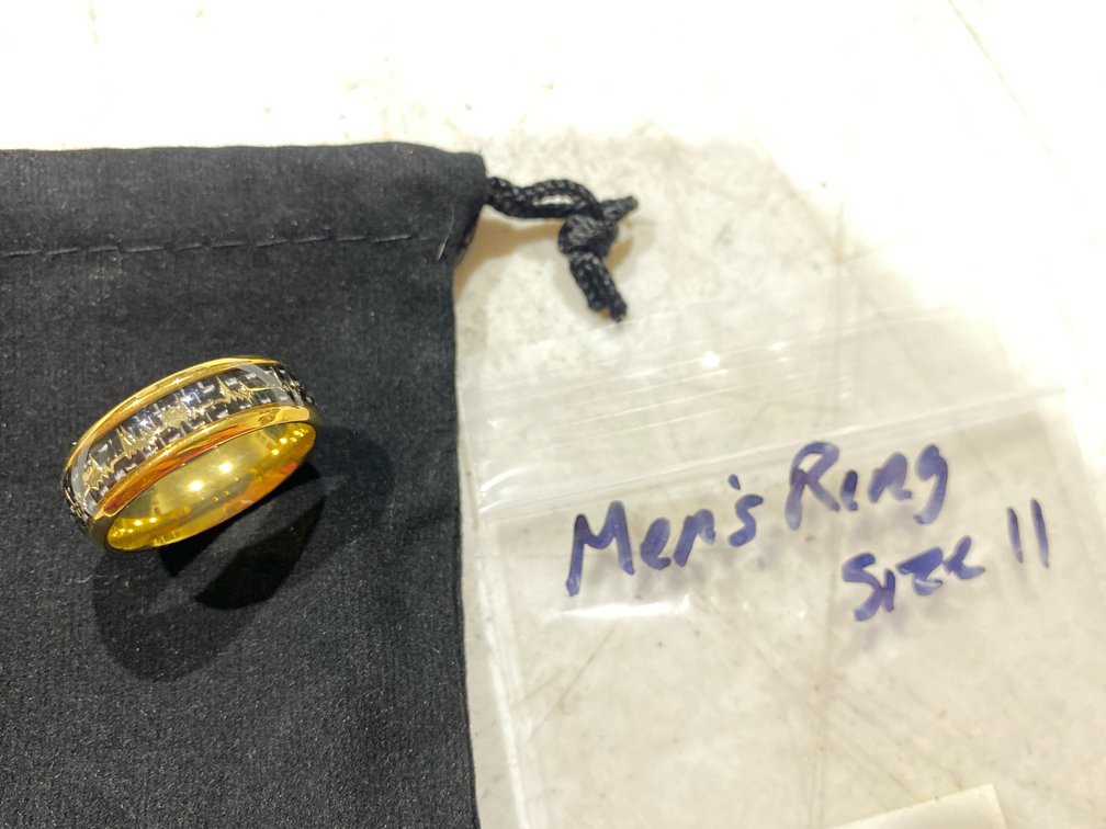 Gold-Tone Band Ring with Heartbeat Motif