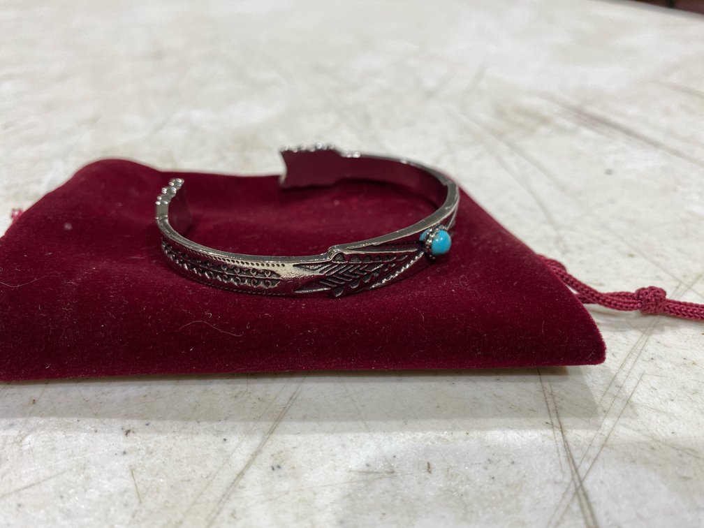 Silver-Tone Arrow Motif Cuff Bracelet with Cabochon