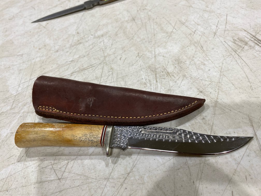 Fixed-Blade Knife with Leather Sheath