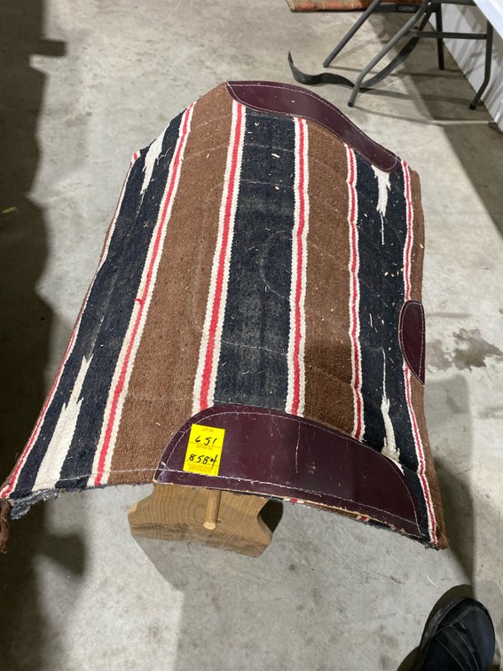 Striped Western Saddle Pad with Leather Wear Patches