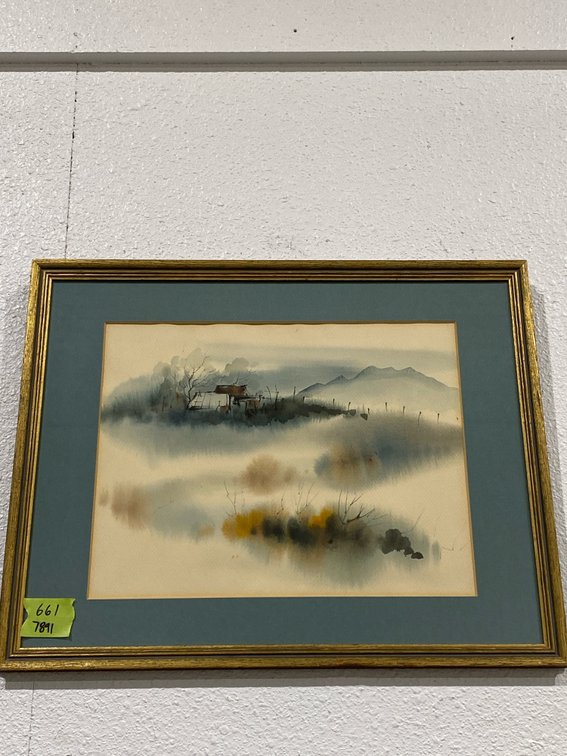 Framed Landscape Watercolor Painting