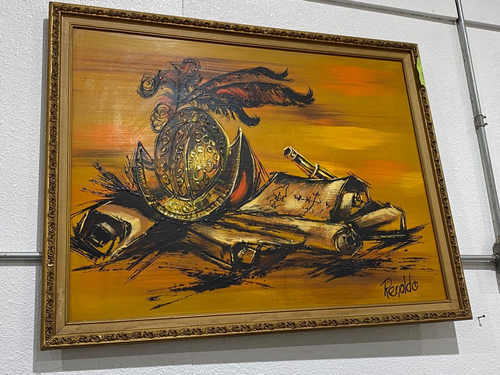 Renaldo Framed Conquistador Helmet Oil Painting