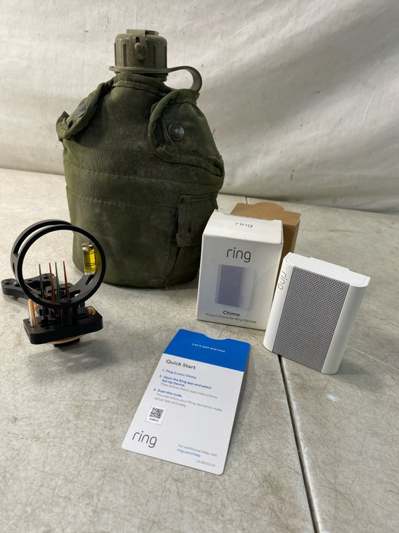 Plug-In Chime, Archery Bow Sight, and Canteen