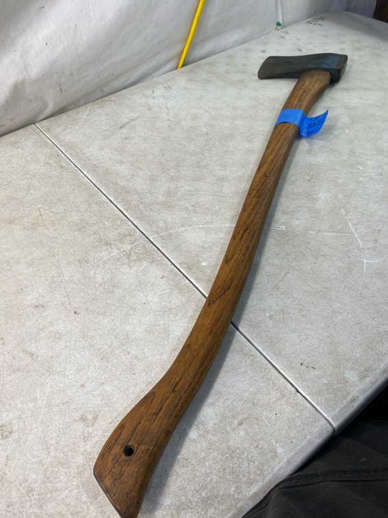 Single-Bit Axe with Curved Wooden Handle