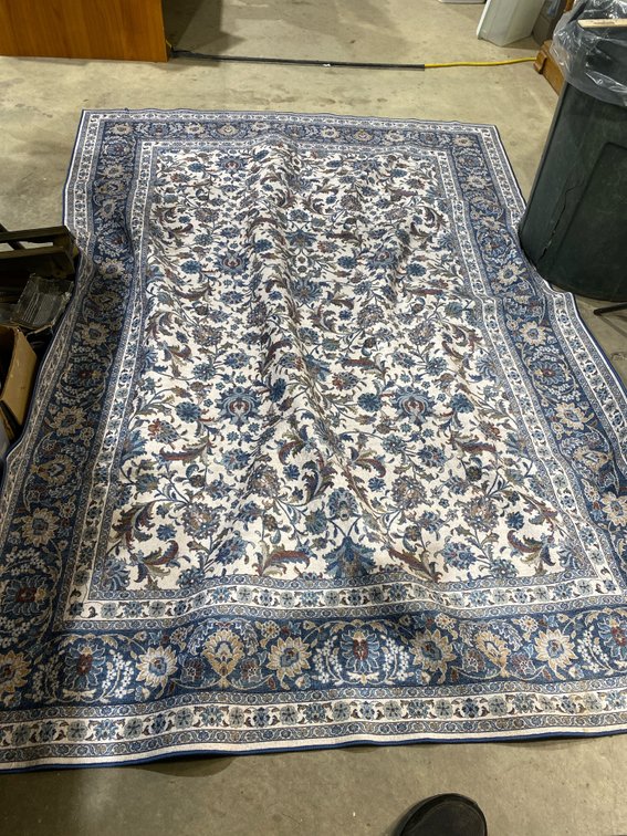 Blue and Cream Floral Area Rug