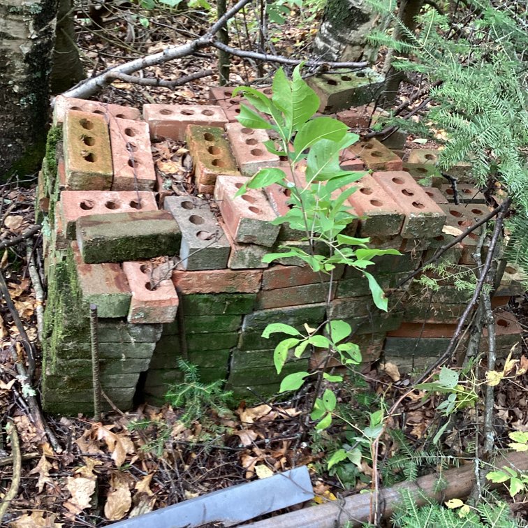 Large stack of red brick