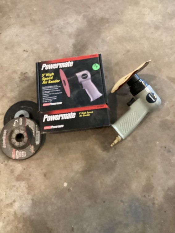 Coleman Powermate 5” high speed air sander with spare discs