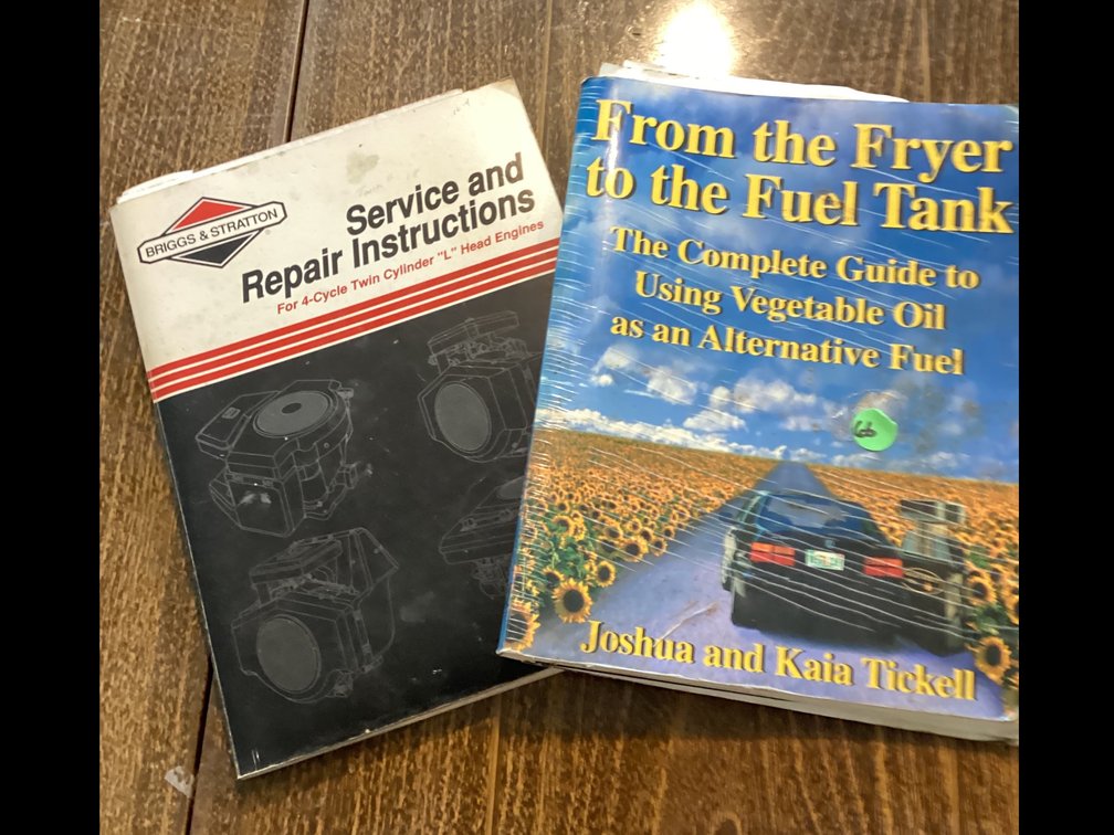 Briggs and Stratton service book and Fuel From Fryer book