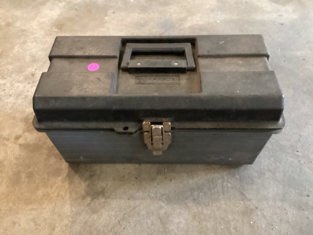 Tuff tool box with items in it