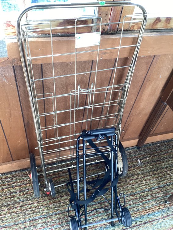 2 metal luggage carts